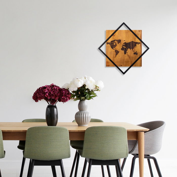 Wallity World 2 - Accesorio decorativo de pared en madera y metal nogal y negro Wallity World 2 - Accesorio decorativo de pared en madera y metal nogal y negro